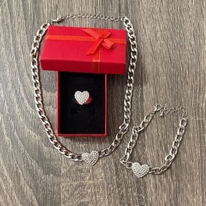 Silver Heart Jewelry Set